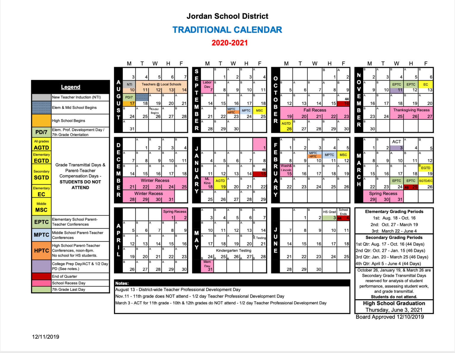 202021 Traditional Calendar Mountain Point Elementary
